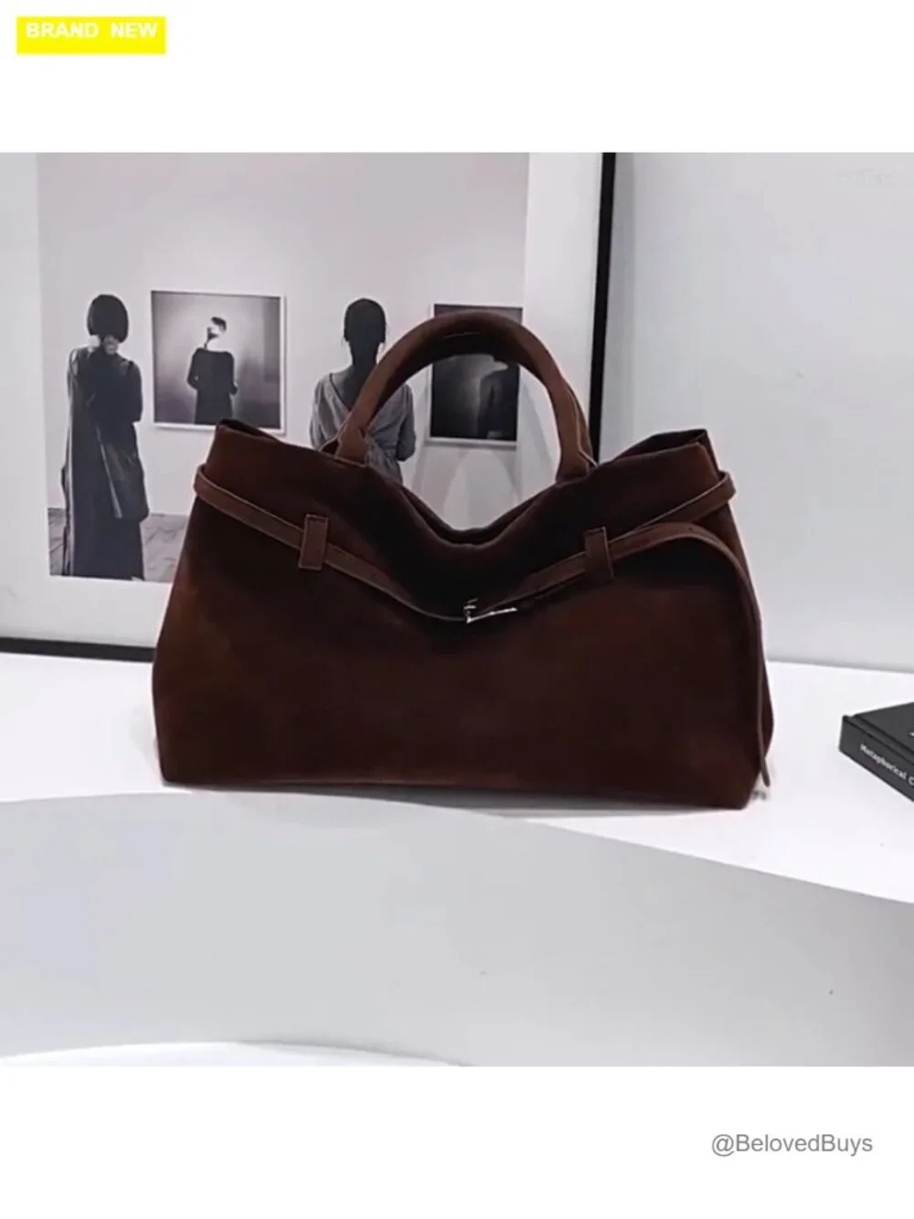 Faux Suede Large Tote Bag Shoulder Satchel Hobo Bucket Handbag